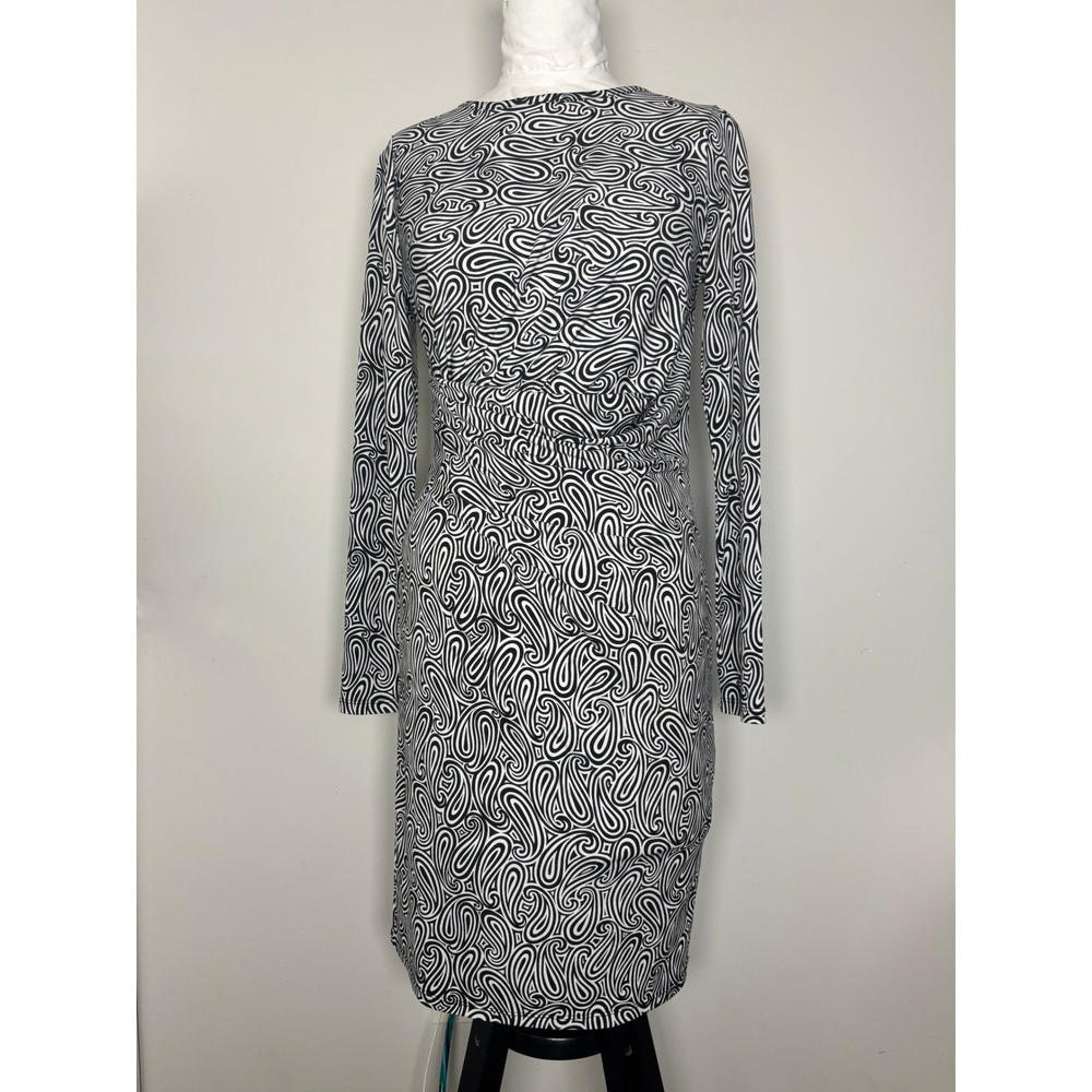 Michael Kors Womens Black White Swirl Paisley Ruched Sheath Dress